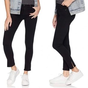AG Adriano Goldschmied the Legging Ankle Super Skinny Slit Hem Jeans Black Sz 25